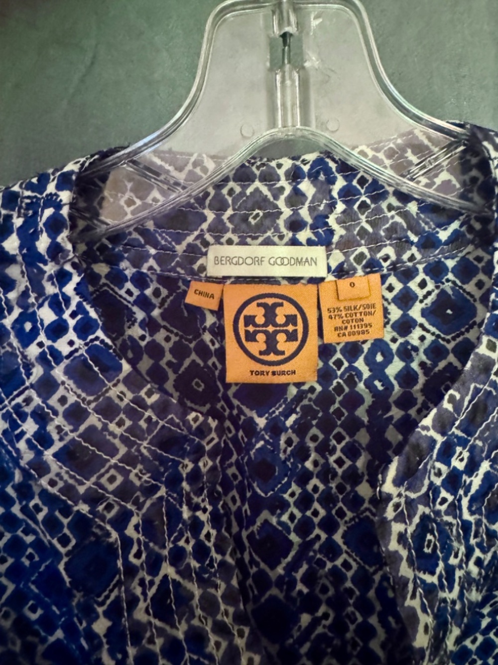 Tory Burch Blue and Black Geometric Tunic Tank - Picture 4 of 4